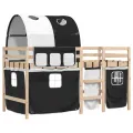 Lit mezzanine enfants et tunnel blanc/noir 90x200 cm pin massif