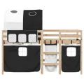 Lit mezzanine enfants et tunnel blanc/noir 90x200 cm pin massif