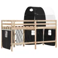 Lit mezzanine enfants et tunnel blanc/noir 90x200 cm pin massif