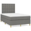 cadre de lit matelas LED gris foncé 120x190 cm tissu