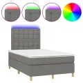 cadre de lit matelas LED gris foncé 120x190 cm tissu