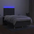 cadre de lit matelas LED gris foncé 120x190 cm tissu