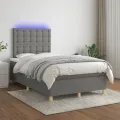 cadre de lit matelas LED gris foncé 120x190 cm tissu