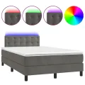 cadre de lit avec matelas LED gris foncé 120x190 cm