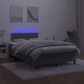 cadre de lit avec matelas LED gris foncé 120x190 cm