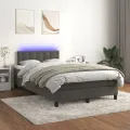 cadre de lit avec matelas LED gris foncé 120x190 cm