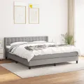 cadre de lit avec matelas Gris clair 160x200cm Tissu