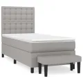 cadre de lit avec matelas Gris clair 80x200 cm Tissu
