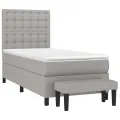 cadre de lit avec matelas Gris clair 80x200 cm Tissu