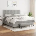 cadre de lit avec matelas Gris clair 160x200cm Tissu