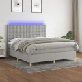 cadre de lit matelas et LED Gris clair 160x200 cm