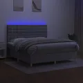 cadre de lit matelas et LED Gris clair 160x200 cm