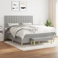 cadre de lit avec matelas Gris clair 160x200cm Tissu