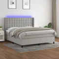cadre de lit matelas LED Gris clair 160x200 cm Tissu