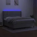 cadre de lit matelas LED Gris clair 160x200 cm Tissu