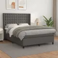 cadre de lit avec matelas Gris 140x190 cm Similicuir