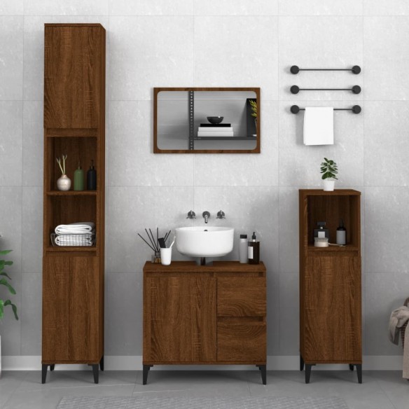 Armoire de bain chêne marron 30x30x190 cm bois d'ingénierie