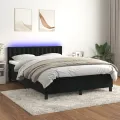 cadre de lit avec matelas et LED Noir 140x200 cm