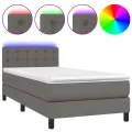 cadre de lit avec matelas et LED Gris 100x200 cm