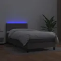 cadre de lit avec matelas et LED Gris 100x200 cm