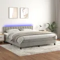 cadre de lit matelas et LED Gris clair 160x200 cm