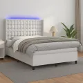 cadre de lit matelas LED Blanc 140x200 cm Similicuir
