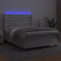 cadre de lit matelas LED Blanc 140x200 cm Similicuir