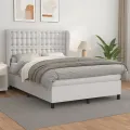 cadre de lit avec matelas Blanc 140x190cm Similicuir