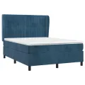 cadre de lit et matelas Bleu foncé 140x190cm Velours