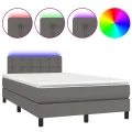 cadre de lit matelas LED gris 120x190 cm similicuir