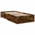 Cadre de lit et tiroirs chêne fumé 75x190 cm bois d'ingénierie