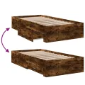 Cadre de lit et tiroirs chêne fumé 75x190 cm bois d'ingénierie