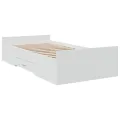 Cadre de lit avec tiroirs blanc 100x200 cm bois d'ingénierie