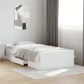 Cadre de lit avec tiroirs blanc 100x200 cm bois d'ingénierie
