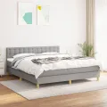 cadre de lit avec matelas Gris clair 160x200cm Tissu