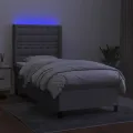 cadre de lit matelas LED Gris clair 80x200cm Tissu