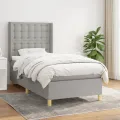 cadre de lit avec matelas Gris clair 80x200 cm Tissu