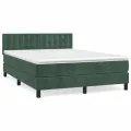 cadre de lit et matelas Vert foncé 140x200cm Velours