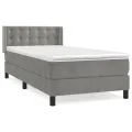 cadre de lit et matelas Gris clair 100x200cm Velours