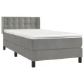 cadre de lit et matelas Gris clair 100x200cm Velours