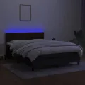 cadre de lit avec matelas LED Noir 140x190 cm Tissu