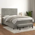 cadre de lit et matelas Gris clair 140x190cm Velours