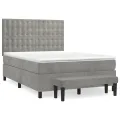 cadre de lit et matelas Gris clair 140x190cm Velours