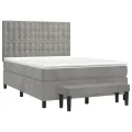 cadre de lit et matelas Gris clair 140x190cm Velours