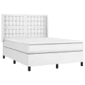 cadre de lit avec matelas Blanc 140x200cm Similicuir