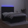 cadre de lit matelas et LED Noir 140x200 cm Velours