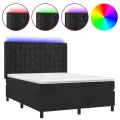 cadre de lit matelas et LED Noir 140x190 cm Velours