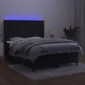 cadre de lit matelas et LED Noir 140x190 cm Velours