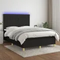 cadre de lit et matelas et LED Noir 140x200 cm Tissu
