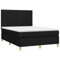 cadre de lit et matelas et LED Noir 140x200 cm Tissu